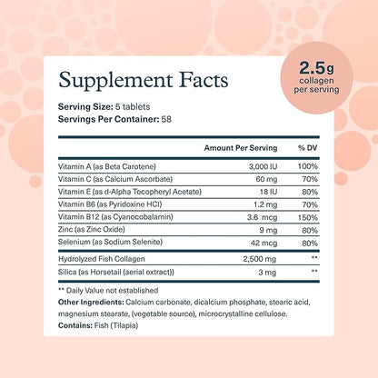 Youtheory Marine Collagen - 2,500 mg Hydrolyzed Collagen - Supports Skin* - Fish-Sourced Collagen - with Vitamin C, A, C, E, B6, B12 & More - Highly Digestible and Absorbable - 290 Tablets