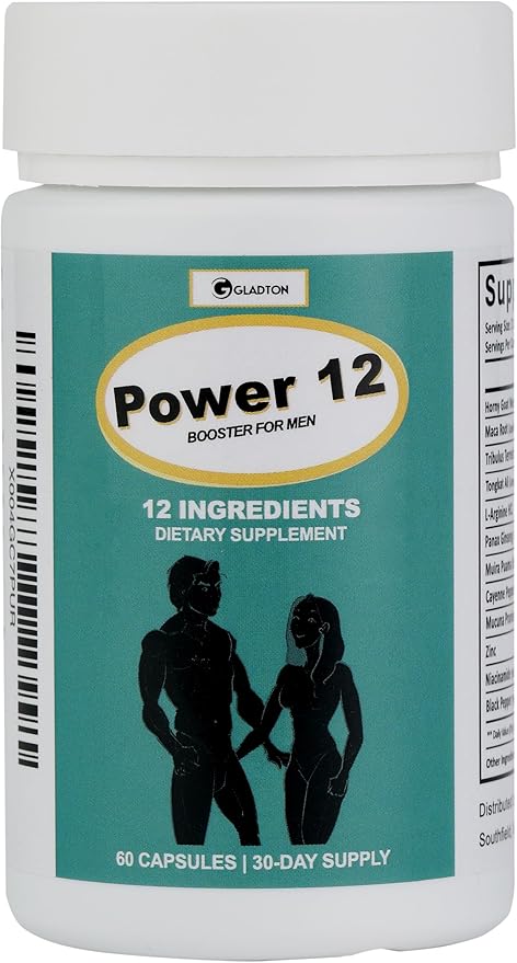 Power 12 Male Supplement for Men | Fast-Acting Booster for Energy, Vitality, Stamina, Endurance & Performance | Horny Goat Weed, Tongkat Ali, Maca, Tribulus Terrestris, Muira Puama, Mucuna Pruriens