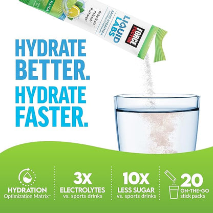 Bundle of FORCE FACTOR Liquid Labs Electrolytes Powder, Hydration Packets to Make Electrolyte Water with Vitamins, Minerals, and Antioxidants. Lemon-Lime Flavor + Tropical Fruit Flavor, 40 Stick Packs