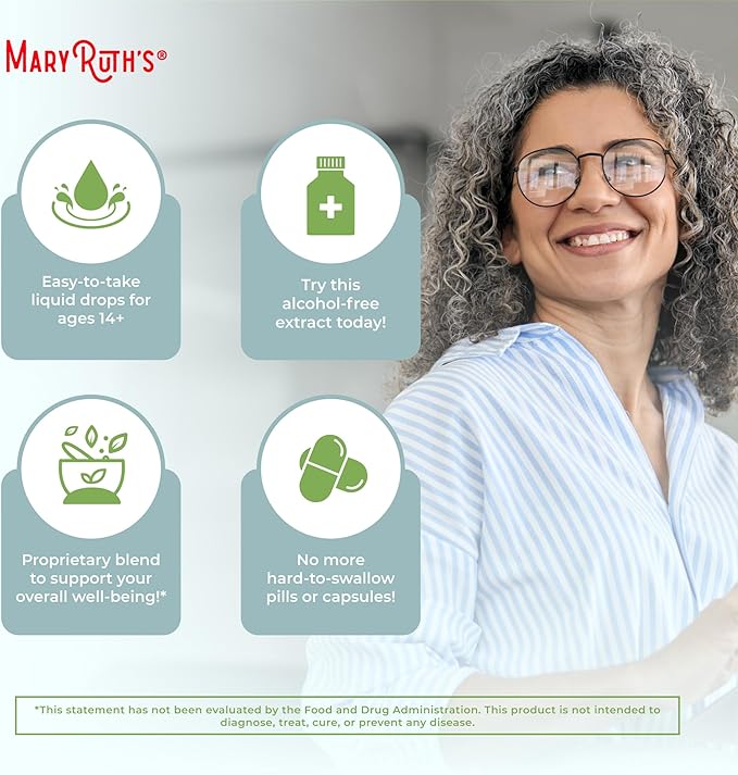 MaryRuth - USDA Organic Brain Nootropic Focus Supplement for Adults with Ginkgo Biloba & Astragalus | Focus & Adrenal Support | Brain and Memory Drops | Vegan | Non-GMO | Gluten Free | 30 Servings