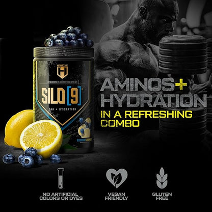 HOSSTILE SILO[9] Essential Amino Acids, EAA & BCAA Powder, Electrolyte Hydration Support, Enhance Muscle Recovery, Build Lean Muscle, Pre or Post Workout Drink, Blueberry Lemonade, 30 Servings