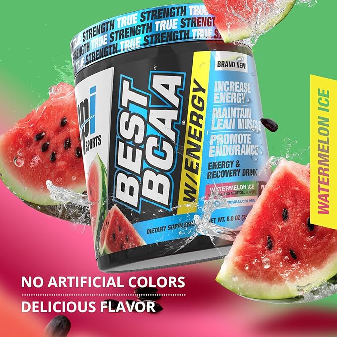 BPI Sports Best BCAA with Energy - Healthy BCAA Powder - Improved Performance - Lean Muscle Building - Accelerated Recovery - Proprietary Energy Blend - Watermelon Ice - 25 Servings - 8.8 oz.