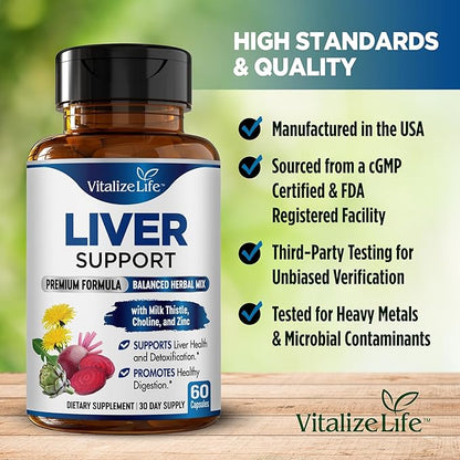 Liver Cleanse Detox & Repair – Milk Thistle Supplement for Liver Health – Liver Detox and Liver Support for Men and Women – Milk Thistle Liver Detox – Liver Pills – Non-GMO, Vegan, Made in USA