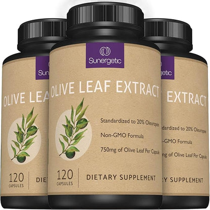 Premium Olive Leaf Extract Capsules – Standardized to 20% Oleuropein – Super Strength Olive Leaf Exact Supplement Supports Immune System & Cardiovascular Health – 750mg Per Capsule – 120 Capsules