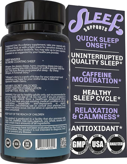 Natural Sleep Aid Tailored for Sleep – Melatonin, Lemon Balm, Magnolia Bark, Schizandra, Luteolin | Promotes Quick Sleep, Deeper Sleep, Fewer Night Awakenings, Non-Habit Forming, 60 Caps