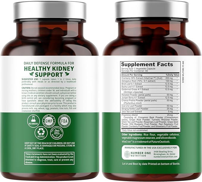 N1N Premium Kidney Cleanse [21 Potent Herbs] for Urinary Tract & Bladder Control, Natural Kidney Support with Cranberry Extract, Astragalus and Uva Ursi Leaf, 60 Veg Caps