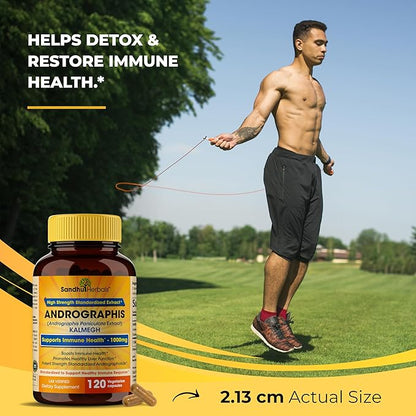 Sandhu Herbals Andrographis Paniculata Kalmegh for Immune and Liver Health Support| 120 Vegetarian Capsules, 2 Months Supply| Ayurvedic Herbal Vegetarian Supplement Complex