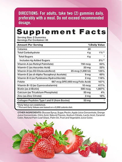 Nature's Truth Womens Multivitamin Gummies Plus Collagen & Biotin | 70 Count | Non-GMO & Gluten Free Supplement