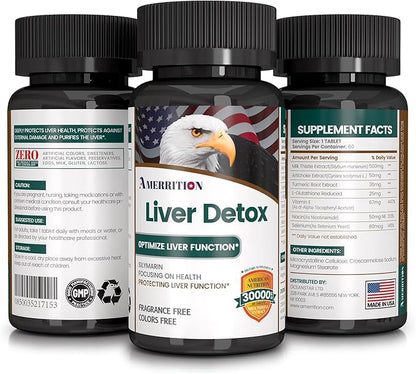Liver Support Supplement with Milk Thistle Silymarin, Artichoke Extract, Turmeric - Optimal Liver Function and Digestive Health – 60 Tablets