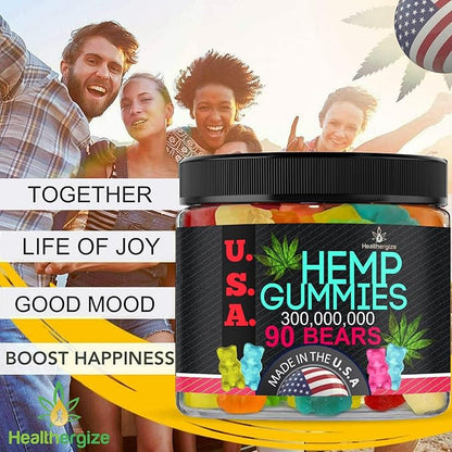 Hemp Gummies for Sleep Gummies Calm Bears, Discomfort, Skin-Peace and Relaxation, Fruity Flavors, Natural Hemp Oil Gummy Bears Edibles-Made in USA-90 Bears
