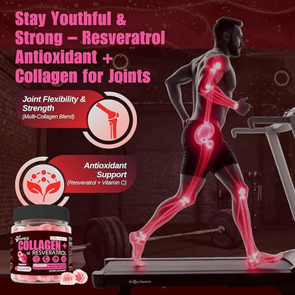 Multi Collagen Gummies Peptides Hydrolyzed Type I, II, III, V, X Plus Resveratrol Hyaluronic Acid & Biotin Gummies for Hair Skin and Nails Vitamins | Colageno Hidrolizado for Women & Men | Sugar Free