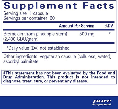 Pure Encapsulations Bromelain 2400 500 mg - for Digestive Support & Musculoskeletal Health - Supports Joints & Muscle Recovery* - Proteolytic Enzymes - Vegan - 60 Capsules