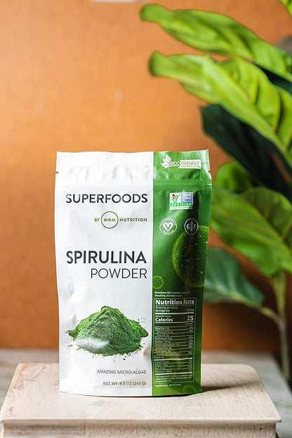 MRM Nutrition Spirulina Powder | Superfood | Complete Plant Protein | Gluten-Free + Vegan | 40 Servings | 8.5 Ounce