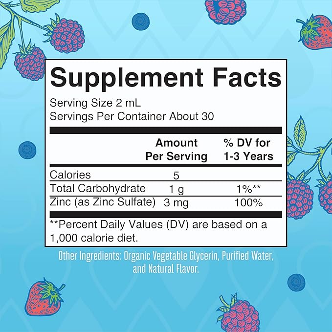 MaryRuth Organics USDA Toddler Liquid Drops | Zinc Sulfate | Immune Support Supplement| Skin Health | Vegan | Formulated for Ages 1-3 | Delicious Berry Flavor | 1 Month Supply | 2 Fl Oz