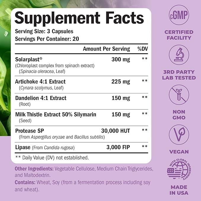 Liver Cleanse Detox & Repair Milk Thistle Supplement - Natural Liver Support - Artichoke Extract & Digestive Enzymes. Dandelion Root Supplement to Support Digestion & Promote Cellular Repair. 90 Caps