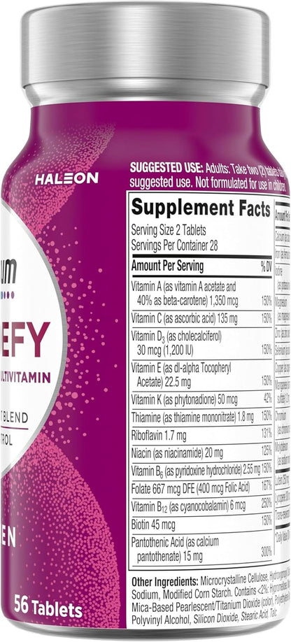 Centrum Age Defy for Women, All-in-1 High Potency Multivitamin + Healthy Aging Supplement, Multivitamin Blend with Resveratrol, and Niacin for NAD+ Level Support, Aluminium Bottle, 56 Tablets