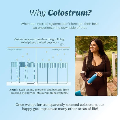 Colostrum Capsules Supplement for Gut Health, Immune Support, Muscle Recovery & Wellness | Natural IgG Pure Whole Bovine Colostrum Superfood, Unflavored, 30 Servings