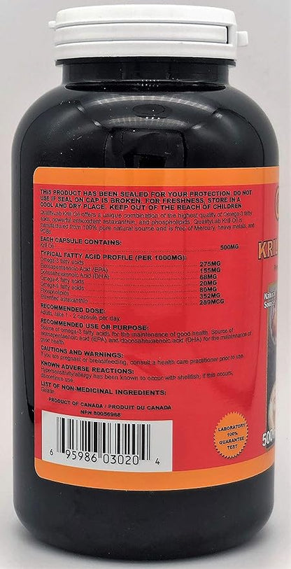 Krill Oil Omega Gold 500 mg 365 Capsules (Made in Canada)