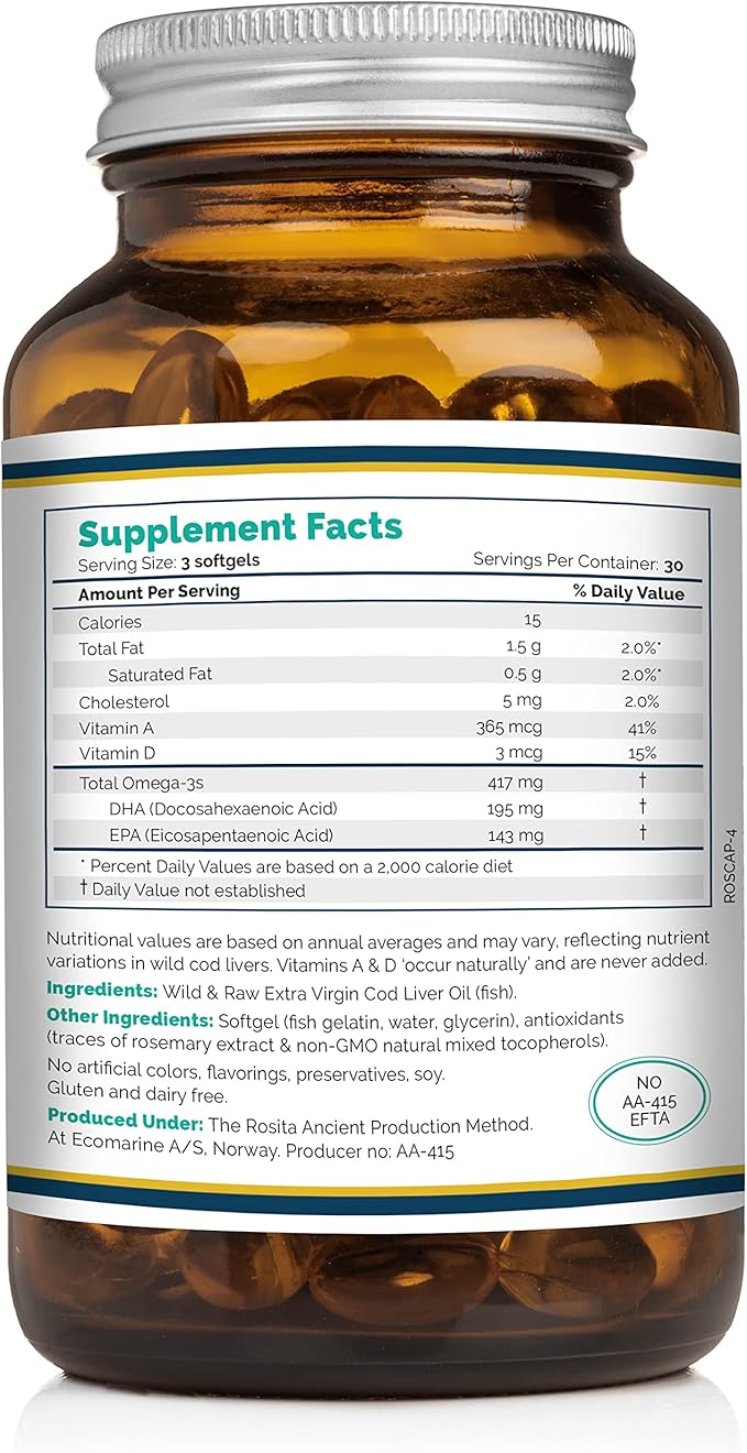 Rosita Extra Virgin Cod Liver Oil Softgels