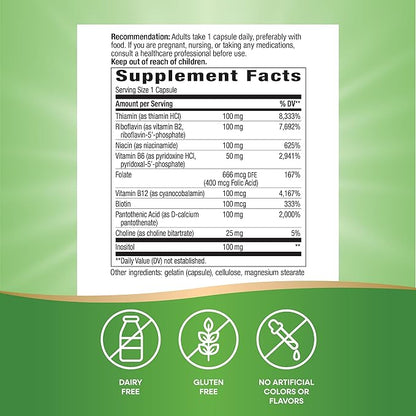 Nature's Way B-100 Complex, Supports Cellular Energy and Nerve Health*, 8 B-Vitamins, 100 Capsules (Packaging May Vary)