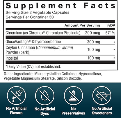 FORCE FACTOR Ultra Berberine Enhanced Absorption, Contains GlucoVantage Dihydroberberine & Chromium, 5X Better Absorption, Lasts 2X Longer, Easy on Digestion, No Preservatives, 60 Vegetable Capsules