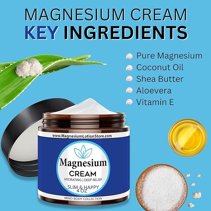 Magnesium Cream with Slim and Happy Scent – Hydrating & Cheerful Aroma, 4oz USA Made