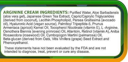 Arginine Cream - 2 oz - L-Arginine Nitric Oxide Support Supplement for Men & Women - Unscented