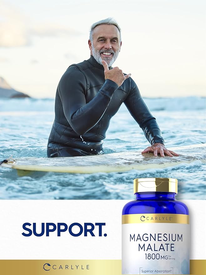 Carlyle Magnesium Malate 1800mg | 420 Coated Caplets | Vegetarian, Non-GMO, Gluten Free Supplement