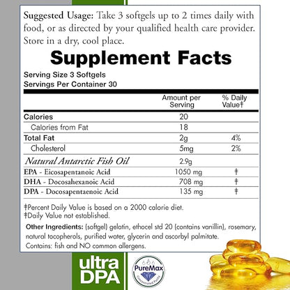 Wild Caught Omega 3 Fish Oil DPA-EPA-DHA 2,900 Milligram Fish Oil Supplement