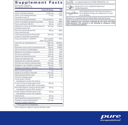 Pure Encapsulations UltraNutrient - Minerals & Multivitamins - Supports Liver & Heart Health* - Supplement for Antioxidants - with Vitamin C, CoQ10 & More - Gluten Free - 180 Capsules