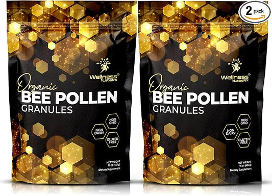 Organic Bee Pollen Granules, 2 Lbs - Bee Pollen Supplement Super Food Packed with Proteins, Vitamins & Minerals, Gluten-Free - Immune Support, Energy Boost and Digestive Wellness, USA Made 2 Packs