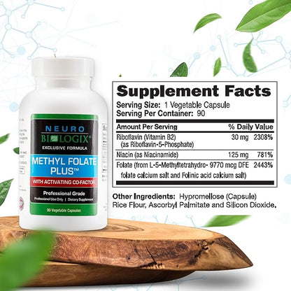 Methyl Folate Plus - Advanced Blend of L-5-Methylfolate, Folinic Acid & B Vitamins for Methylation Support - Methylfolate Supplement for Neurological & Immune Function Support