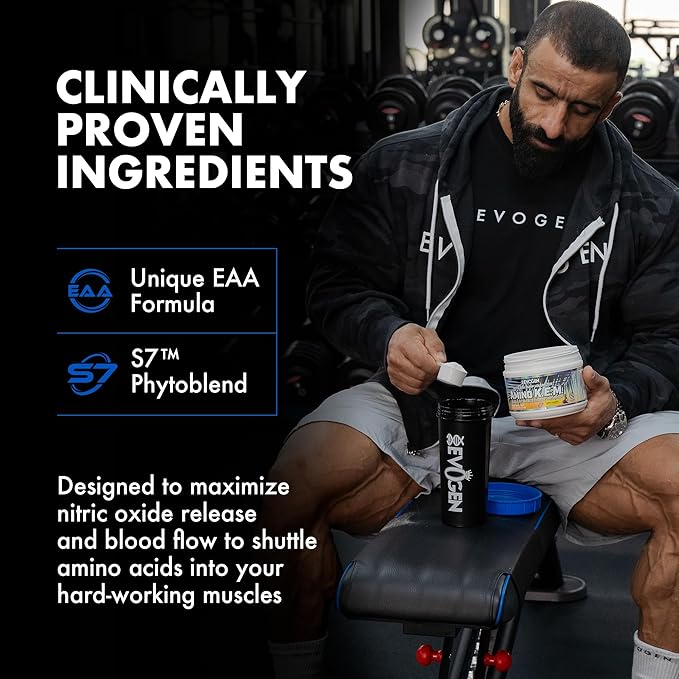 Evogen Amino K.E.M. - EAA & BCAA Powder Pump Volumizer | BCAAs Amino Acids Supplement for Blood Flow, Muscle Growth, & Hydration | Tropic Thunder | 30 Servings