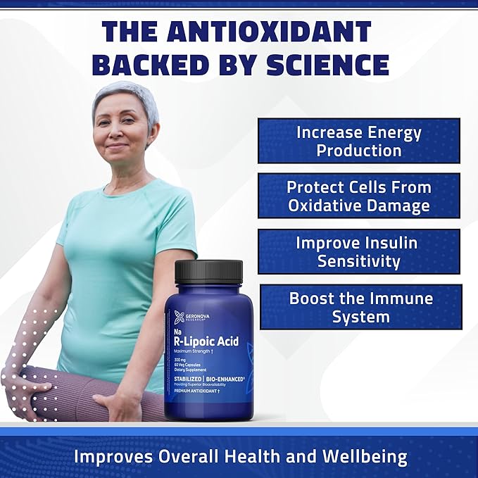 Bio-Enhanced R-Lipoic Acid, 300 mg Capsules - 6 Month Supply - Stabilized R Alpha Lipoic Acid with Enhanced Absorption - R Lipoic Acid Supplement - 180 Count