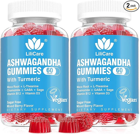 Ashwagandha Gummies 2000mg for Women Men - Sugar Free, Vegan - Organic Ashwagandha Root Supplements Gummy & Vitamin D3, 120 Count
