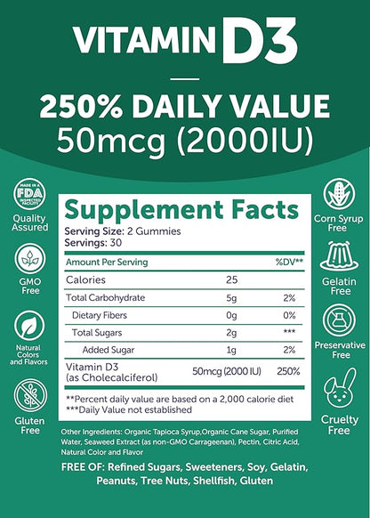 Lunakai Vitamin B12 and Vitamin D3 Gummies Bundle - 3000 mcg B12 and 25 mcg 1000 UI VIT D3 - Gluten Free, No Corn Syrup, Organic, Non-GMO, Plant Based Gelatin Free