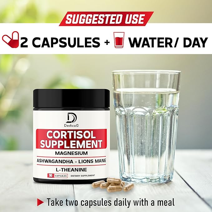 9in1 Cortisol Supplement - Ashwagandha and Magnesium Glycinate and Chelate - Brain Health & Restful Night & Mood Balance - 90 Capsules Supply 45 Days