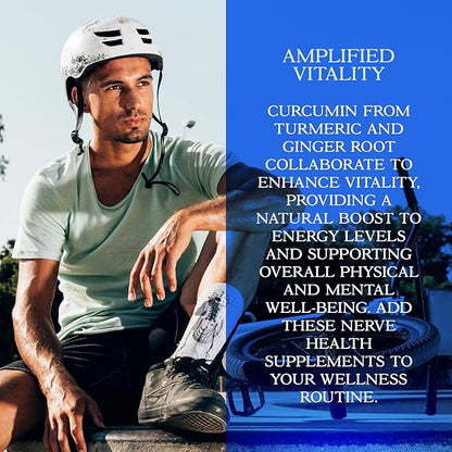 Alpha Lipoic Acid 600mg, Nerve Support Supplement Enriched with Thiamine, Curcumin, Ginger Root, and Vitamin B6, B12 All in One | Vegan Neuro Health Supplement, Lab Tested, 30 Capsules