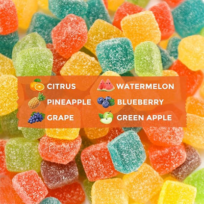 Hemp Gummies Big Cubes Extra Strength for Bedtime Support, Unwind, 6 Fruity Flavors Chewable Hemp Gummy Vitamins for Adults, Pack of 2, Made in USA