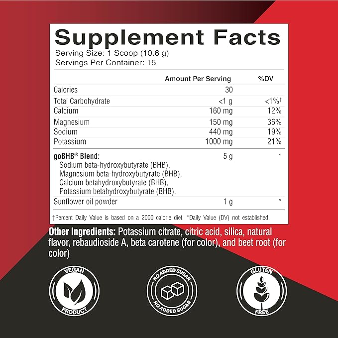 KETO SCIENCE Ketones Powder, Exogenous Ketone Powder, with goBHB, Keto Electrolytes Powder, Supports Metabolism, Focus and Workout Support, Passion Fruit Flavor, 15 Servings
