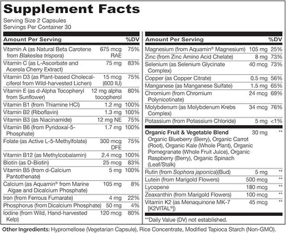 NATURELO Teen Multivitamin - Whole Food Multivitamin - with Minerals for Teenage Boys & Girls - Supplement for Active Kids - Non-GMO - Vegan & Vegetarian - 60 Capsules