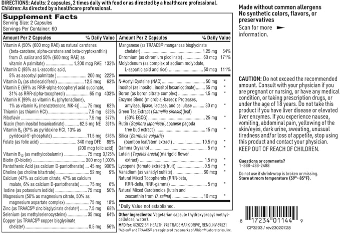 Klaire Labs Core Multi - Multimineral & Multivitamin Supplement with No Iron - Vitamins & Chelated Minerals with Natural Mixed Carotenoids, Vitamin C & E - Multivitamins for Men & Women (120 Capsules)