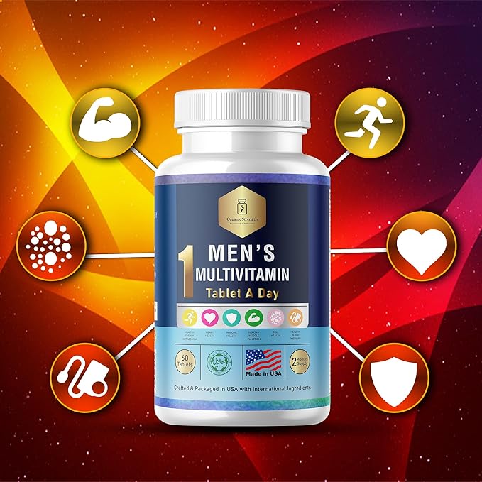 Daily Men's Multivitamins - Multivitamin for Men & Multimineral Supplement for Enhanced Energy, Men's Vitamins Effortless Multi Vitamin 60 Tablets.