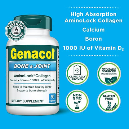 Genacol Collagen and Calcium, Boron, Magnesium & Vitamin D3 for Bone Health Joint Support Supplement Bone & Joint 90 Capsules