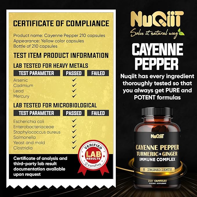 210 Pills - Cayenne Pepper Capsules Organic with Turmeric, Ginger, Immune Support Complex as Elderberry, Echinacea, Garlic Bulb - Digestion, Heart Health & Body Management