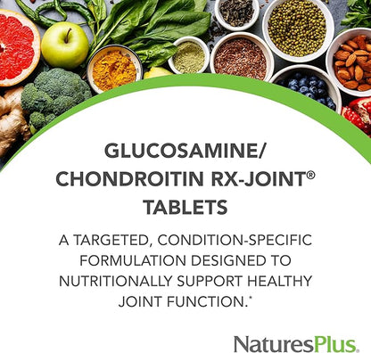 Natures Plus Advanced Therapeutics Glucosamine/Chondroitin Rx Joint, Extended Delivery - 1000 mg Glucosamine, 60 Tablets - Supports Healthy Joint Function - Gluten-Free - 30 Servings