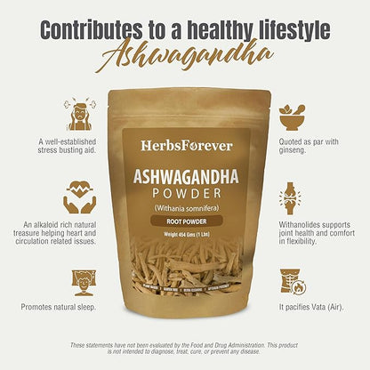 Ashwagandha Powder 454g I Winter Cherry, Non-GMO, Vegan, Gluten-Free I Ayurvedic Stress-Buster Supports Energy Booster, Vitality & Rejuvenator Overall Wellness