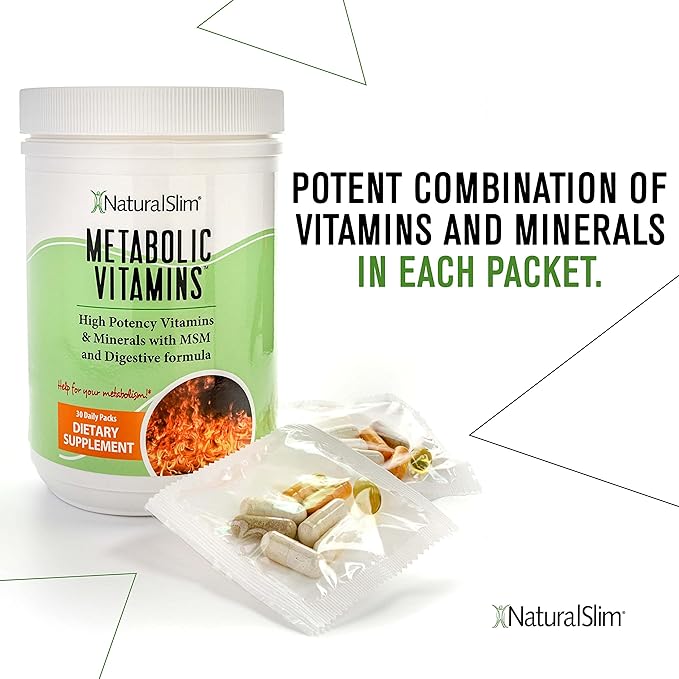 NaturalSlim Metabolic Vitamins - Combination of High Potency Multivitamins, Minerals, B Complex, Msm, & Digestive Formula Supplements for Men & Women - Energy & Metabolism Support - Capsule,1 Pack