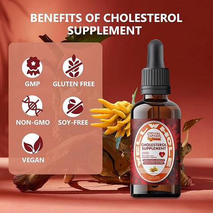 Cholesterol Support Liquid Drops | Plant Sterols & Red Yeast Rice Tincture | Bergamot & Guggul Extract | Heart Health Formula with Enhanced Absorption | Vegan, Non-GMO, 2 Fl Oz