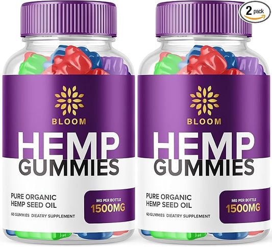 (2 Pack) Bloom Hemp Gummies - Official Formula - Bloom Gummies with Hemp Advanced Strength Performance Hemp Blend Formula, Big Size Bloom Gomitas with 25mg Hemp Extract, Great Taste (120 Gummies)